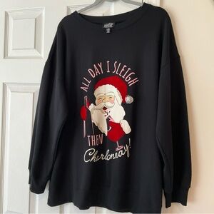 Black Christmas Sweater with Santa Design